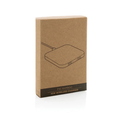 Bamboo 10W wireless charger with USB - hospitality