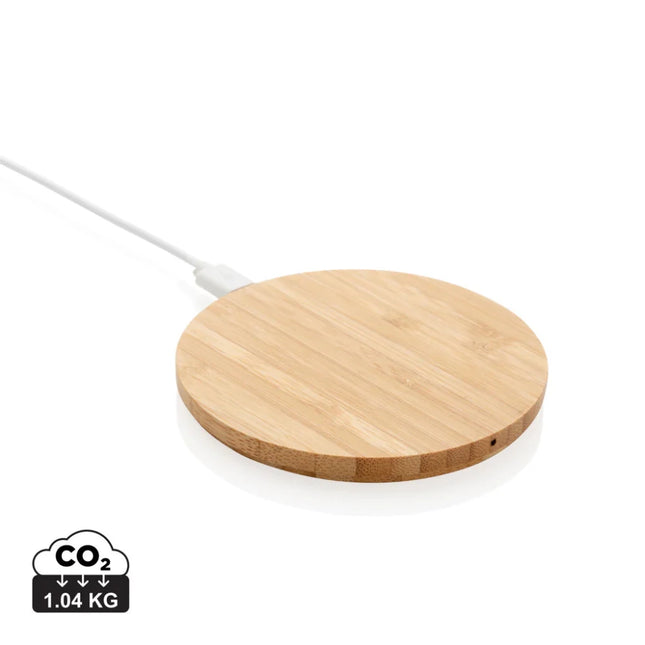 Bamboo 5W round wireless charger - hospitality