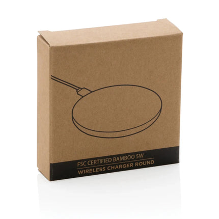 Bamboo 5W round wireless charger - hospitality