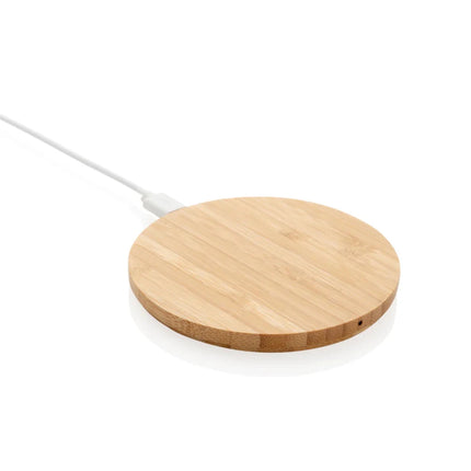 Bamboo 5W round wireless charger - hospitality