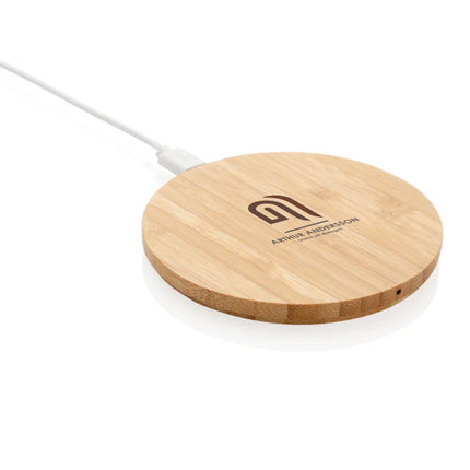 Bamboo 5W round wireless charger - hospitality