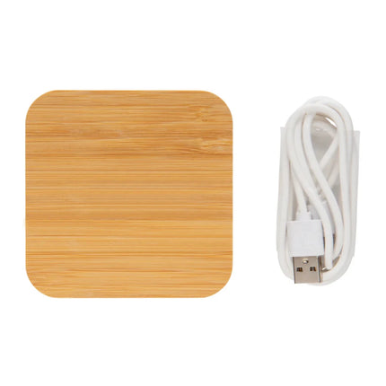 Bamboo 5W wireless charger with USB - hospitality