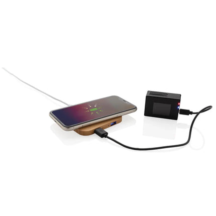 Bamboo 5W wireless charger with USB - hospitality