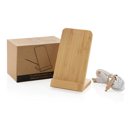 Bamboo 5W wireless charging stand - hospitality