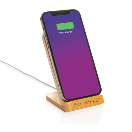 Bamboo 5W wireless charging stand - hospitality
