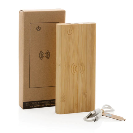 Bamboo 8.000 mAh 5W wireless powerbank - hospitality