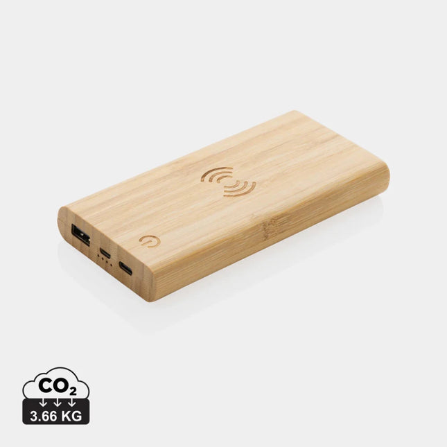 Bamboo 8.000 mAh 5W wireless powerbank - hospitality