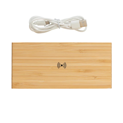 Bamboo alarm clock with 5W wireless charger - hospitality