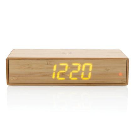 Bamboo alarm clock with 5W wireless charger - hospitality