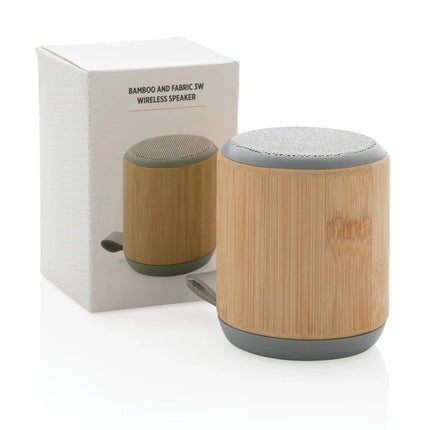 Bamboo and fabric 3W wireless speaker - hospitality
