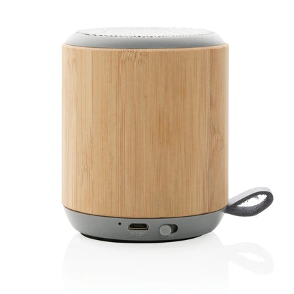 Bamboo and fabric 3W wireless speaker - hospitality