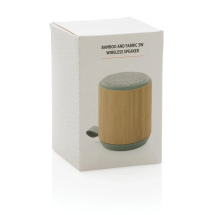 Bamboo and fabric 3W wireless speaker - hospitality
