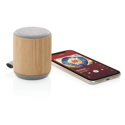 Bamboo and fabric 3W wireless speaker - hospitality