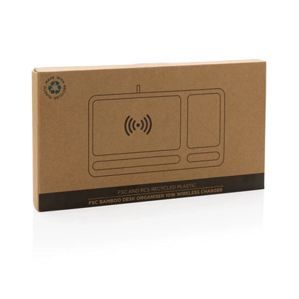 Bamboo desk organiser 10W wireless charger - hospitality