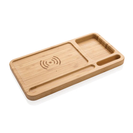 Bamboo desk organiser 10W wireless charger - hospitality