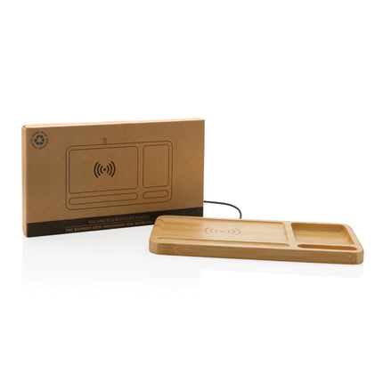 Bamboo desk organiser 10W wireless charger - hospitality