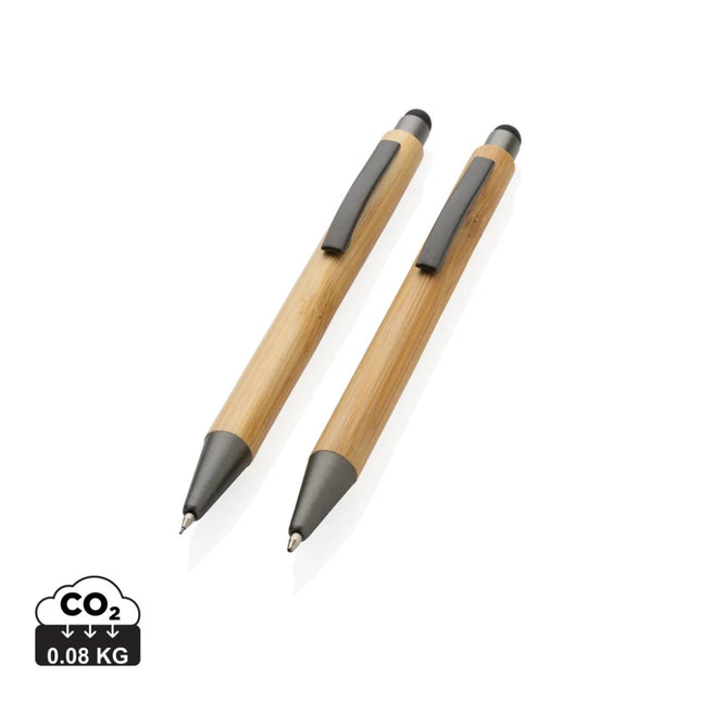 Bamboo modern pen set in box - hospitality