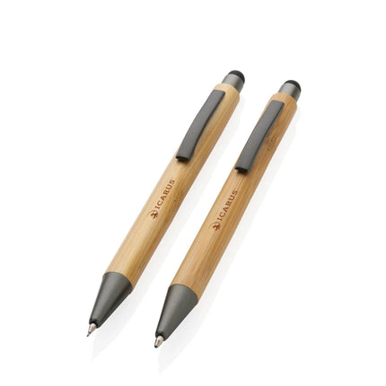 Bamboo modern pen set in box - hospitality