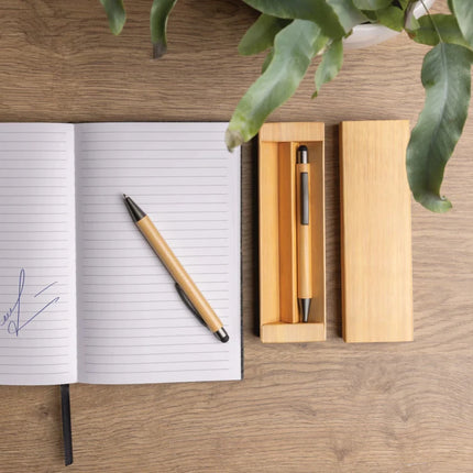 Bamboo modern pen set in box - hospitality