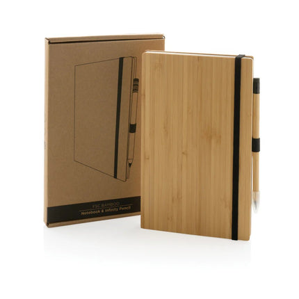 Bamboo notebook and infinity pencil set - hospitality