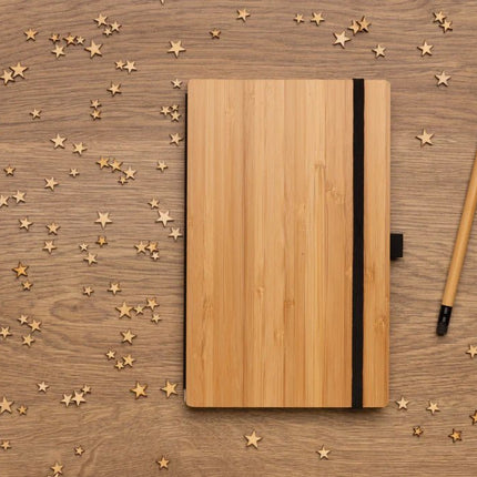 Bamboo notebook and infinity pencil set - hospitality