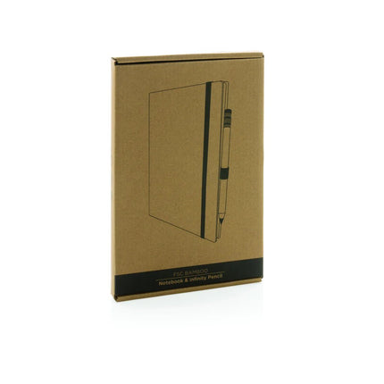 Bamboo notebook and infinity pencil set - hospitality