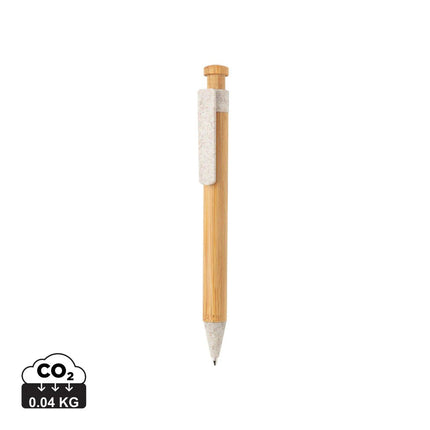 Bamboo pen with wheatstraw clip - hospitality