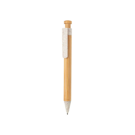 Bamboo pen with wheatstraw clip - hospitality