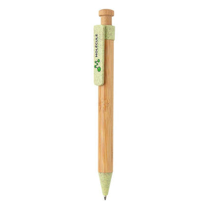 Bamboo pen with wheatstraw clip - hospitality