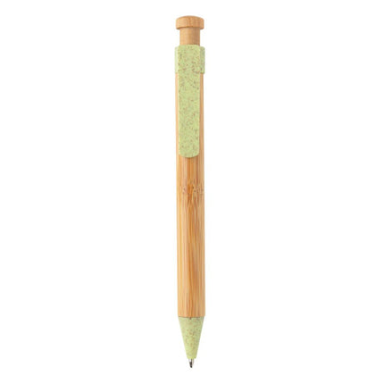 Bamboo pen with wheatstraw clip - hospitality