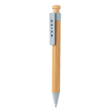 Bamboo pen with wheatstraw clip - hospitality