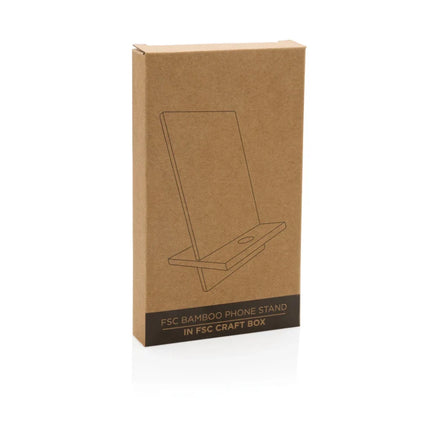 Bamboo phone stand in kraft box - hospitality