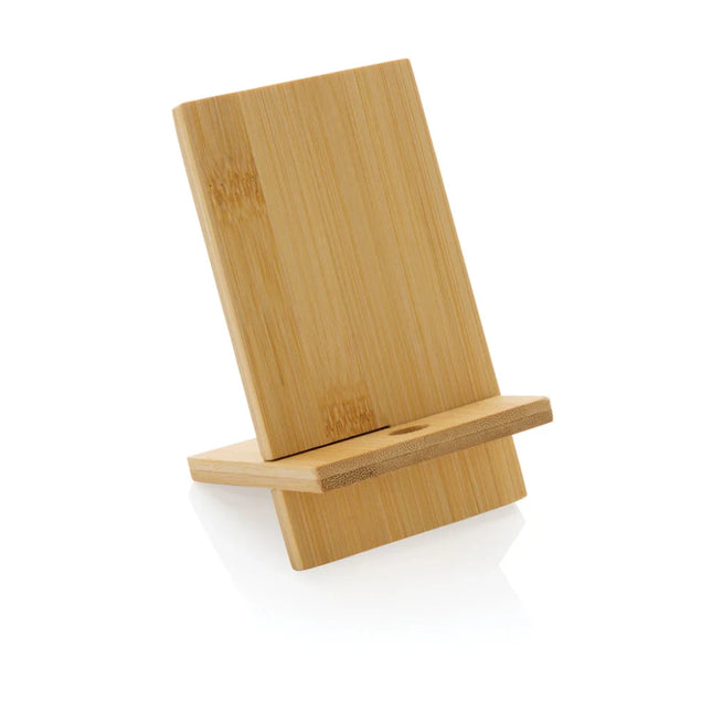 Bamboo phone stand in kraft box - hospitality