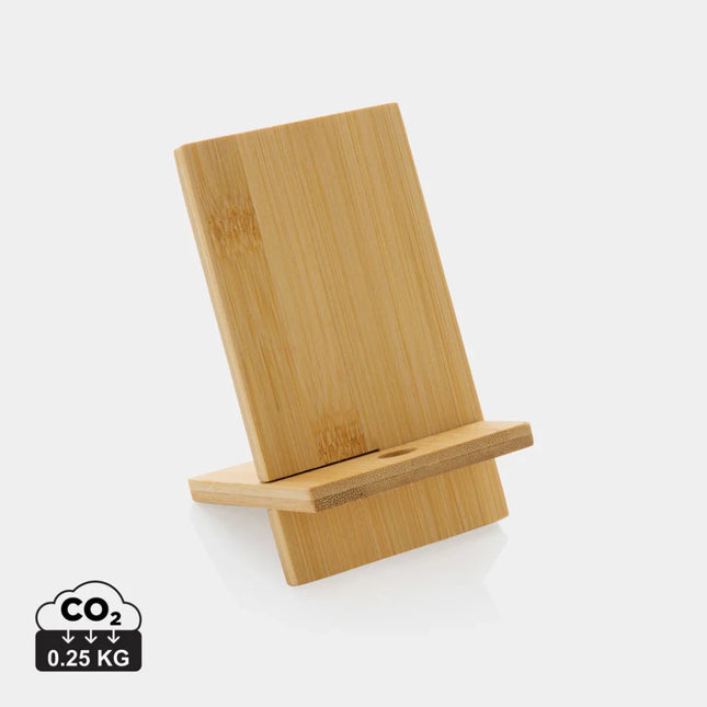 Bamboo phone stand in kraft box - hospitality