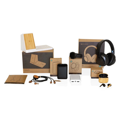 Bamboo TWS earbuds with RCS recycled plastic - hospitality