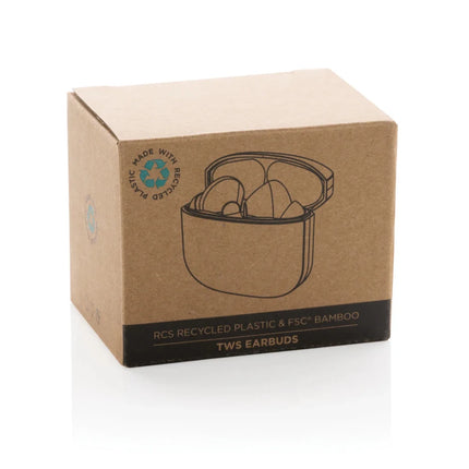 Bamboo TWS earbuds with RCS recycled plastic - hospitality