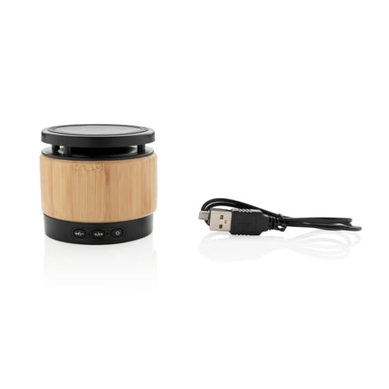 Bamboo wireless charger speaker - hospitality