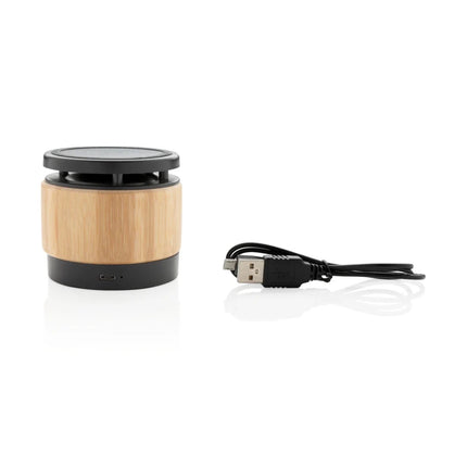 Bamboo wireless charger speaker - hospitality