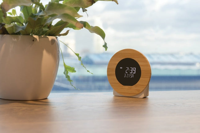 Bamboo wooden LCD desk clock pack of 25 - hospitality