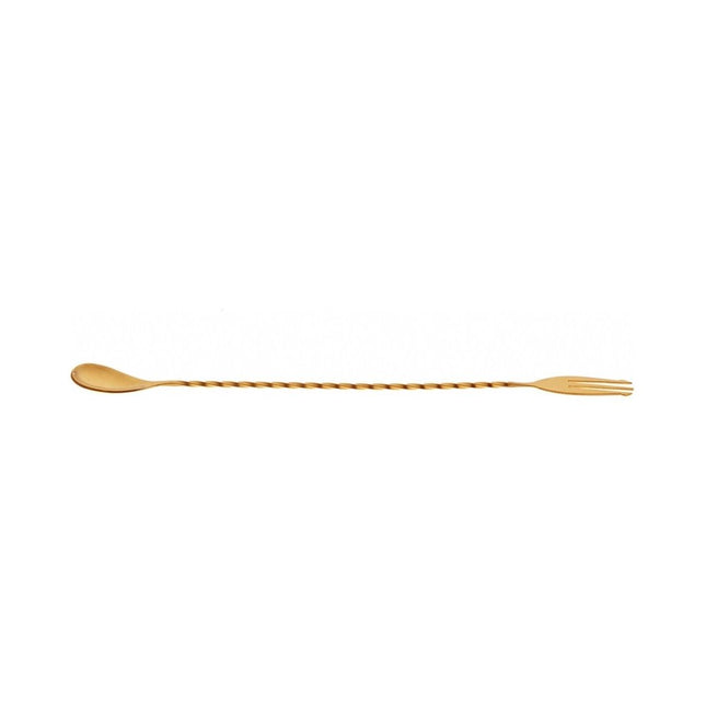 Bar Spoon with Fork End, Gold plated, 315mm - hospitality