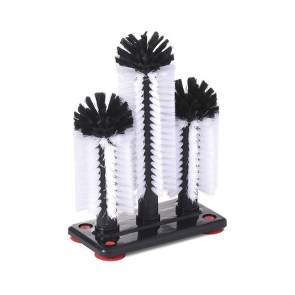 Bar Up Glass Brush 3 Heads - Triple Head Design For Thorough Streak-Free Glass Cleaning - hospitality