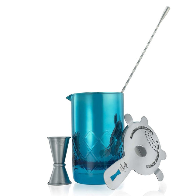 Barfly Mixing Glass 500 Ml Blue - Stainless Steel Interior With Integrated Pouring Spout And Weighted Base - hospitality