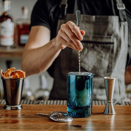 Barfly Mixing Glass 500 Ml Blue - Stainless Steel Interior With Integrated Pouring Spout And Weighted Base - hospitality