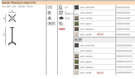 Base Frasca High Fix Table Base - hospitality
