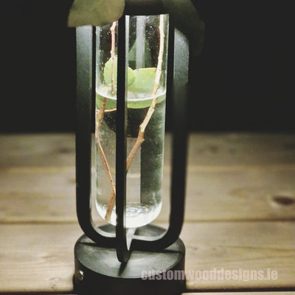 Cordless rechargeable LED table lamp in black for restaurant and hotel tables – available from Custom Wood Designs Ireland