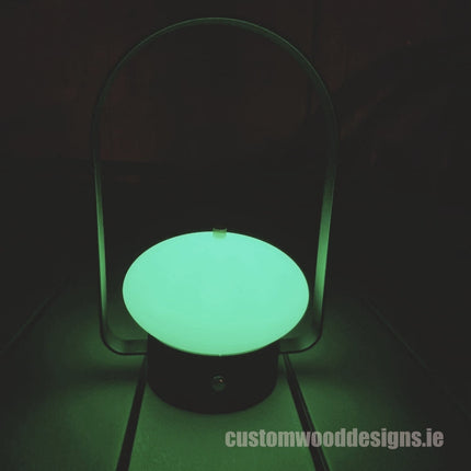 Cordless rechargeable LED table lamp  for restaurant and hotel tables – available from Custom Wood Designs Ireland