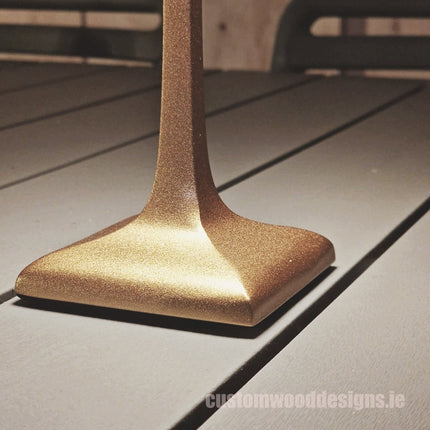 Cordless rechargeable LED table lamp in black for restaurant and hotel tables – available from Custom Wood Designs Ireland