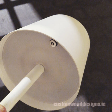 Cordless rechargeable LED table lamp  for restaurant and hotel tables – available from Custom Wood Designs Ireland