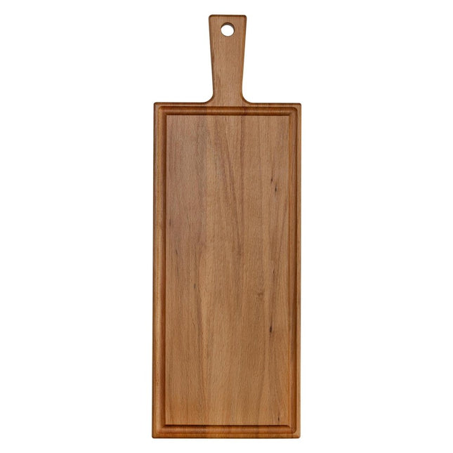 Beech Serving Board With Handle 48x17cm Juice Channel Durable Kitchen Utensil Set Of 50 - hospitality