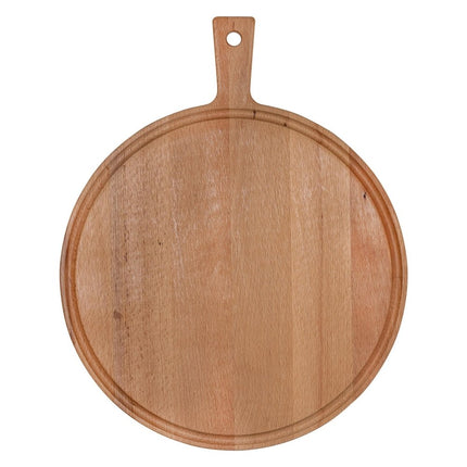 Beech Wood Round Board With Handle And Juice Channel 35 cm Pack Of 30 For Kitchen Use - hospitality